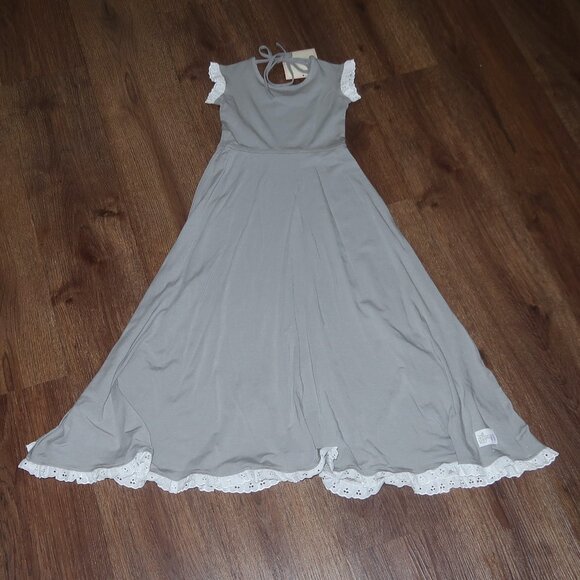 NWT Girls Well Dressed Wolf Day In May Soft Gray Long Maxi Dress Knit Lace sz 6 - Picture 2 of 5